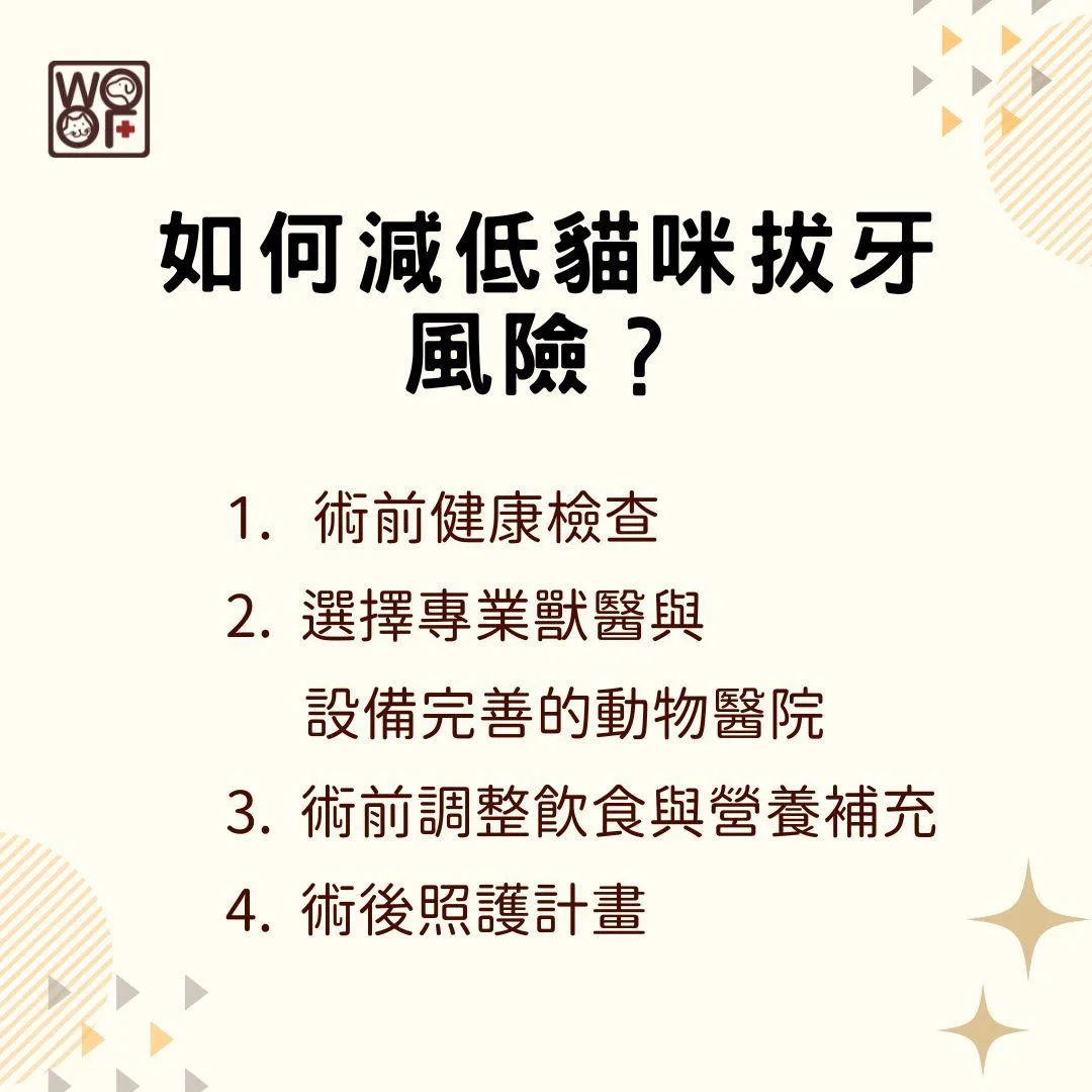 說明如何減低貓咪拔牙風險？