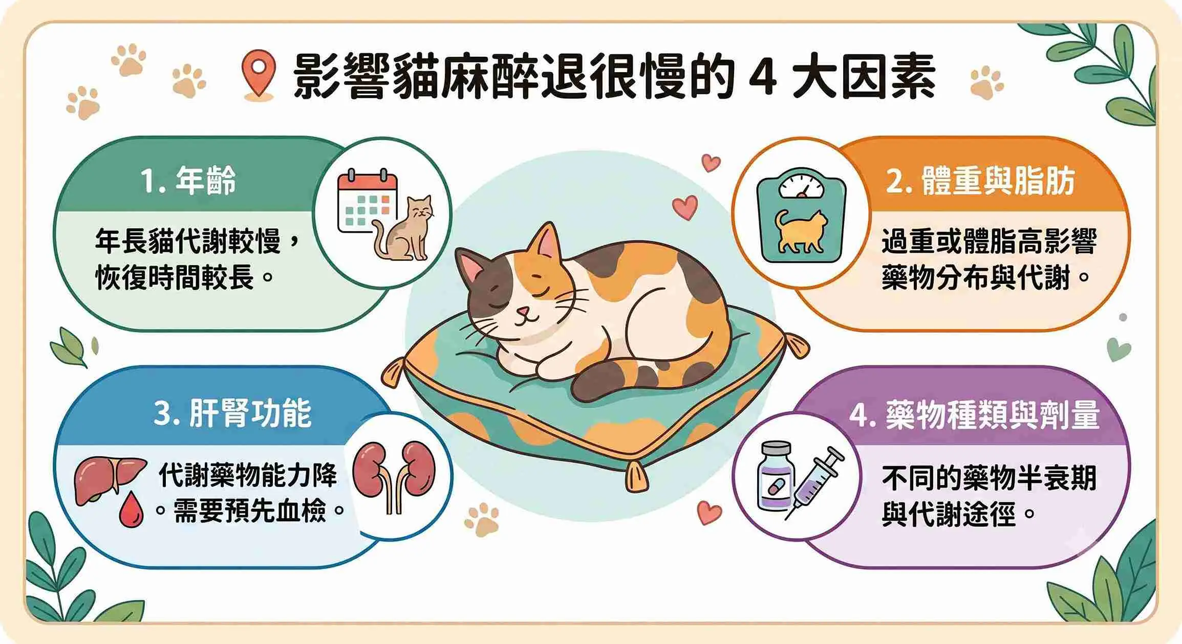 影響貓麻醉退很慢因素